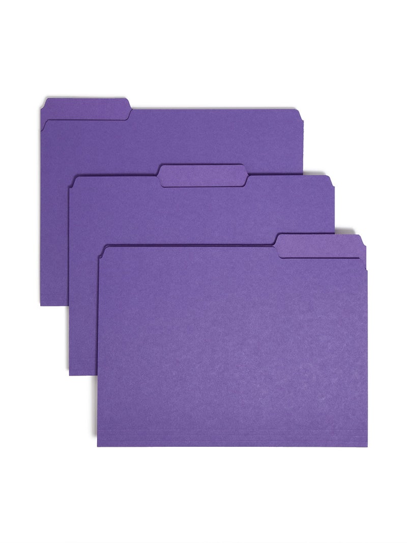 Smead Interior File Folder, 1/3-Cut Tab, Letter Size, Purple, 100 per Box, Expandable File Folders for Filing Cabinet - Image 1